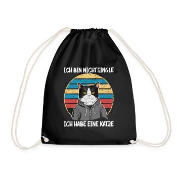 I'm not single I have a cat - Drawstring Bag - black - Front