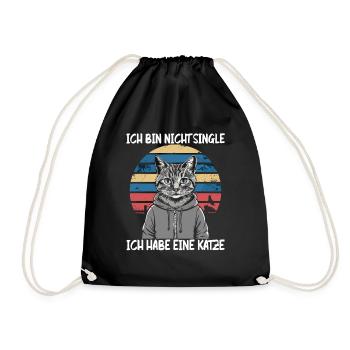 I'm not single I have a cat - Drawstring Bag - black - Front