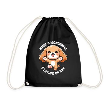 Cocker Spaniel Fucked Up Day - Drawstring Bag - black - Front