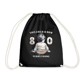 Child 80th Birthday - Drawstring Bag - black - Front