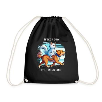 DOG CAT SPEEDY DUO THE FINISH LINE - Drawstring Bag - black - Front