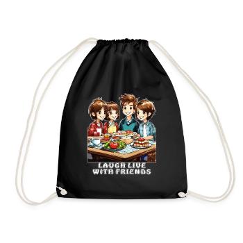 FREUNDE LAUGH LIVE WITH FRIENDS - Drawstring Bag - black - Front