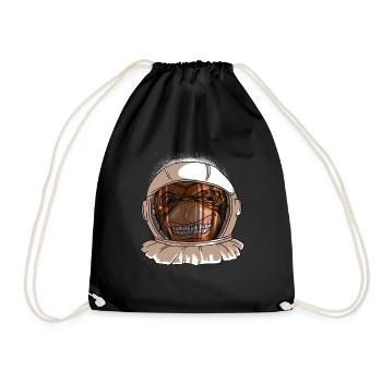 Astronaut Monkey Head Funny Smiling Space Monkey - Drawstring Bag - black - Front