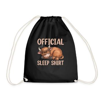 Official Sleeping House Highland Cow PJ Sleeping - Drawstring Bag - black - Front