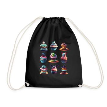 Halloween Cupcakes. - Drawstring Bag - black - Front