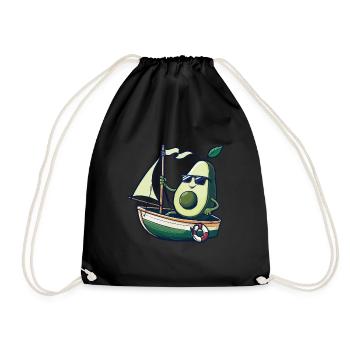 Obst Avocado Bootfahren Geschenk - Turnbeutel - Schwarz - Vorne