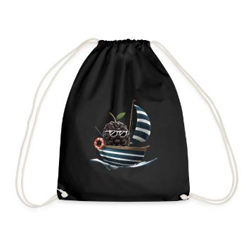 Obst Brombeeren Bootfahren Geschenk - Turnbeutel - Schwarz - Vorne