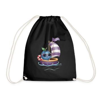 Obst Heidelbeere Bootfahren Geschenk - Turnbeutel - Schwarz - Vorne
