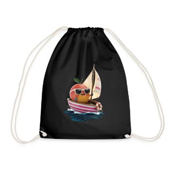 Obst Grapefruit Bootfahren Geschenk - Turnbeutel - Schwarz - Vorne