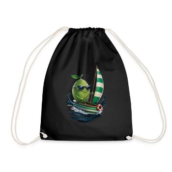 Frucht Limette Bootfahren Geschenk - Turnbeutel - Schwarz - Vorne