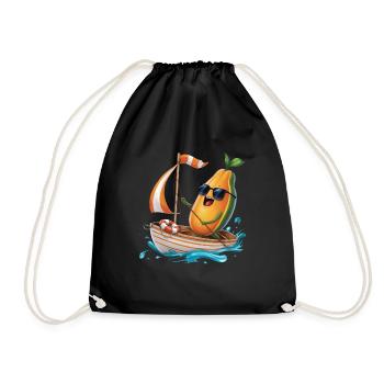 Frucht Papaya Bootfahren Geschenk - Turnbeutel - Schwarz - Vorne