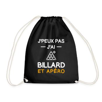 I can't I have billiards balls aperitif billiards player - Drawstring Bag - black - Front