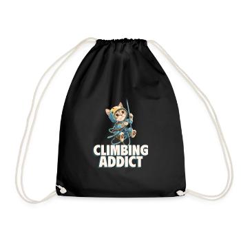 Climbing Addict Cat - Drawstring Bag - black - Front