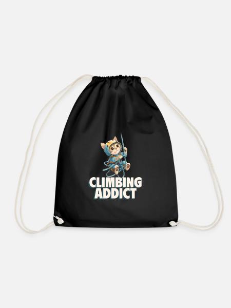 Climbing Addict Cat - Turnbeutel - Schwarz