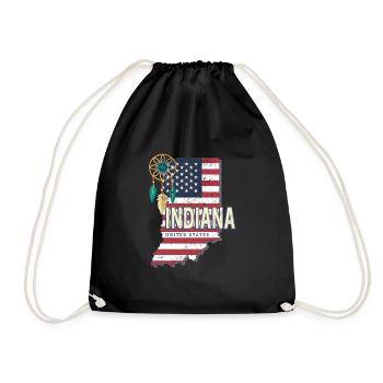 Indiana United States Map Souvenir - Drawstring Bag - black - Front