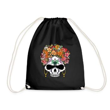 Scary Skeleton Muertos Day Of Dead Halloween - Drawstring Bag - black - Front