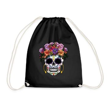 Cool Scary Skeleton Muertos Day Of Dead Halloween - Drawstring Bag - black - Front