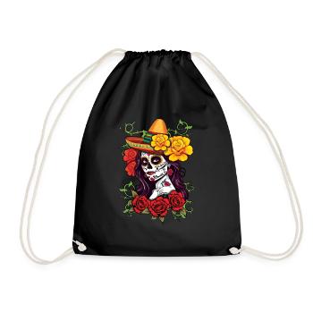 La Calavera Skeleton Muertos Day Of Dead Halloween - Drawstring Bag - black - Front