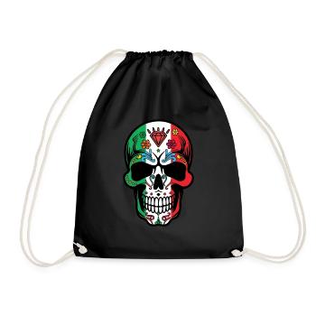 Mexican Flag Muertos Day Of Dead Halloween - Drawstring Bag - black - Front