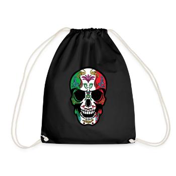 Flagge Mexiko Muertos Tag Der Toten Halloween - Turnbeutel - Schwarz - Vorne