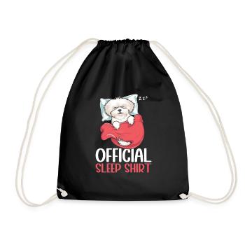 Official Sleeping Shepherd Maltese Dog PJ - Drawstring Bag - black - Front