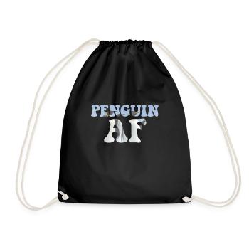 Penguin AF T-Shirt - Funny Penguin Animal Lover - Drawstring Bag - black - Front