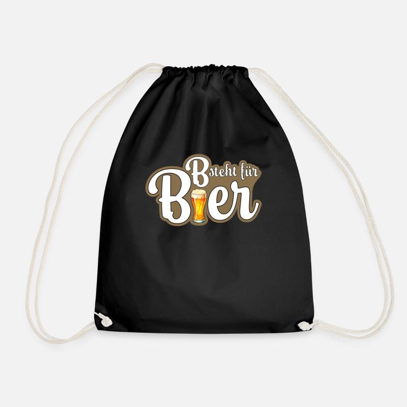 B is for beer - Drawstring Bag - black