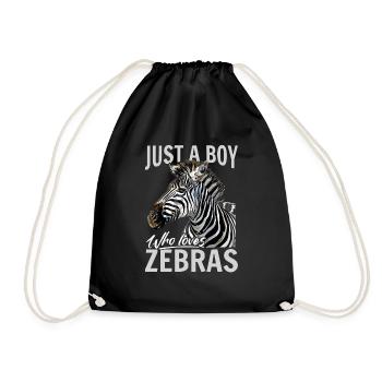 Funny Zebra Animal Just A Boy Who Loves Zebras - Drawstring Bag - black - Front