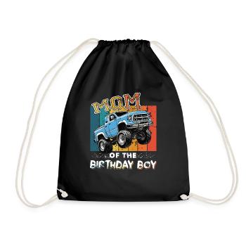 Mom of the Birthday Boy Monster Truck Party Boys - Drawstring Bag - black - Front