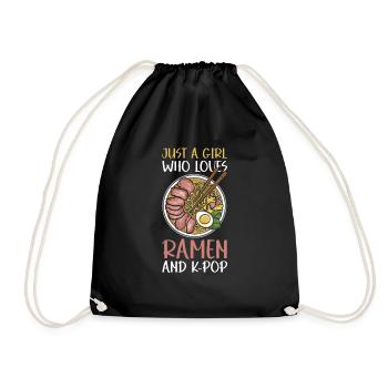 Ramen and K-Pop Merchandise Kawaii Finger Heart - Drawstring Bag - black - Front