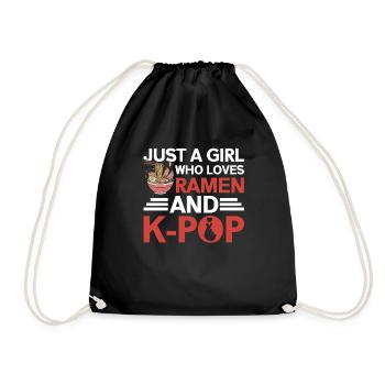 Ramen and K-Pop Merchandise Kawaii Finger Heart - Drawstring Bag - black - Front