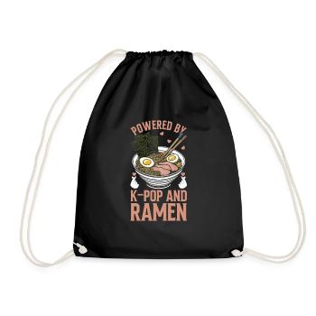 Ramen and K-Pop Merchandise Kawaii Finger Heart - Drawstring Bag - black - Front
