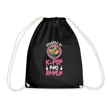 Ramen and K-Pop Merchandise Kawaii Finger Heart - Drawstring Bag - black - Front