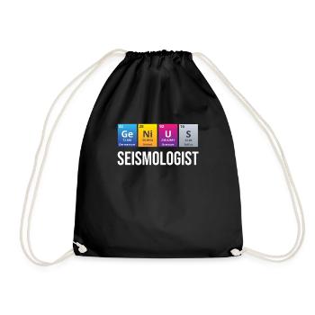 Genialer Seismologe, Lustiger Vulkanologe, - Turnbeutel - Schwarz - Vorne