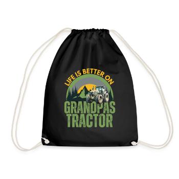 Life is better on grandpas Tractor - Drawstring Bag - black - Front
