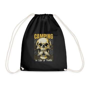 Tent Camping Camping Skull - Drawstring Bag - black - Front