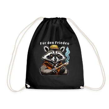 RACCOON JOINT FOR PEACE - Drawstring Bag - black - Front