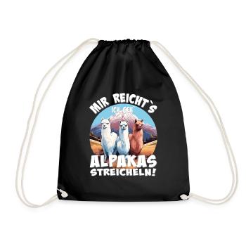 Mir reichts ich geh Alpakas streicheln - Turnbeutel - Schwarz - Vorne