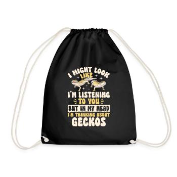 Leopard Gecko Reptile Pet Gecko - Drawstring Bag - black - Front