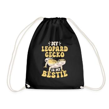 Leopard Gecko Reptile Pet Gecko - Drawstring Bag - black - Front