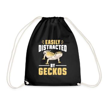 Leopard Gecko Reptile Pet Gecko - Drawstring Bag - black - Front