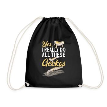 Leopard Gecko Reptile Pet Gecko - Drawstring Bag - black - Front