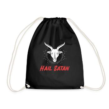 Hagel! Satan! Antichrist Humor Gothic Satanisches - Turnbeutel - Schwarz - Vorne