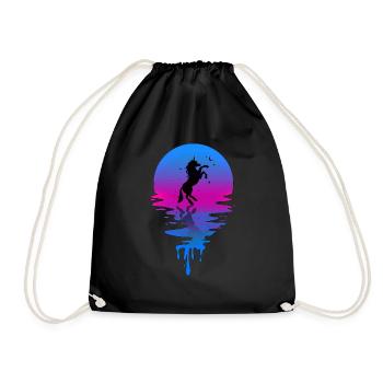 Sonnenuntergang Einhorn - Turnbeutel - Schwarz - Vorne