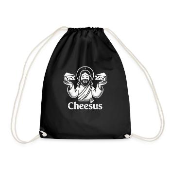 Cheesus Jesus Christian Lustig Käse Liebhaber Glaube - Turnbeutel - Schwarz - Vorne