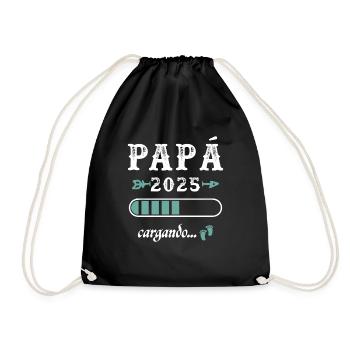 Papa 2025 Loading Geschenk Zukunft Vater - Turnbeutel - Schwarz - Vorne