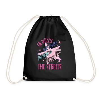 Rollerskater Party On Wheels We Chase Gifts - Turnbeutel - Schwarz - Vorne