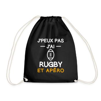 I can't I have rugby ball aperitif rugbyman - Drawstring Bag - black - Front