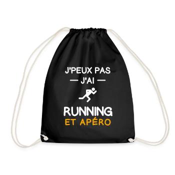je peux pas j'ai running apéro coureur - Sac de sport léger - noir - Devant