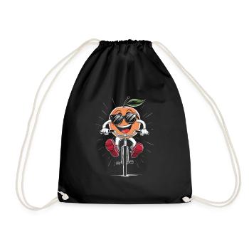 Aprikose, Radfahren, Auf, Fahrrad, Geschenk - Turnbeutel - Schwarz - Vorne